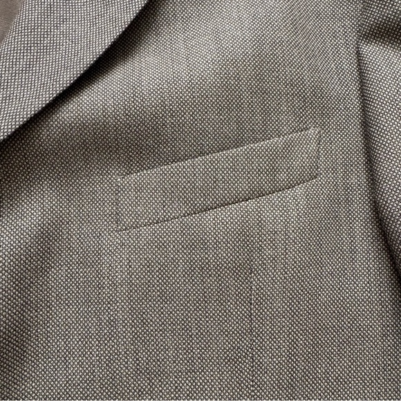 Joseph Abboud Taupe Brown and Black Lightweight Tweed Wool Men's Blazer - Picture 7 of 13